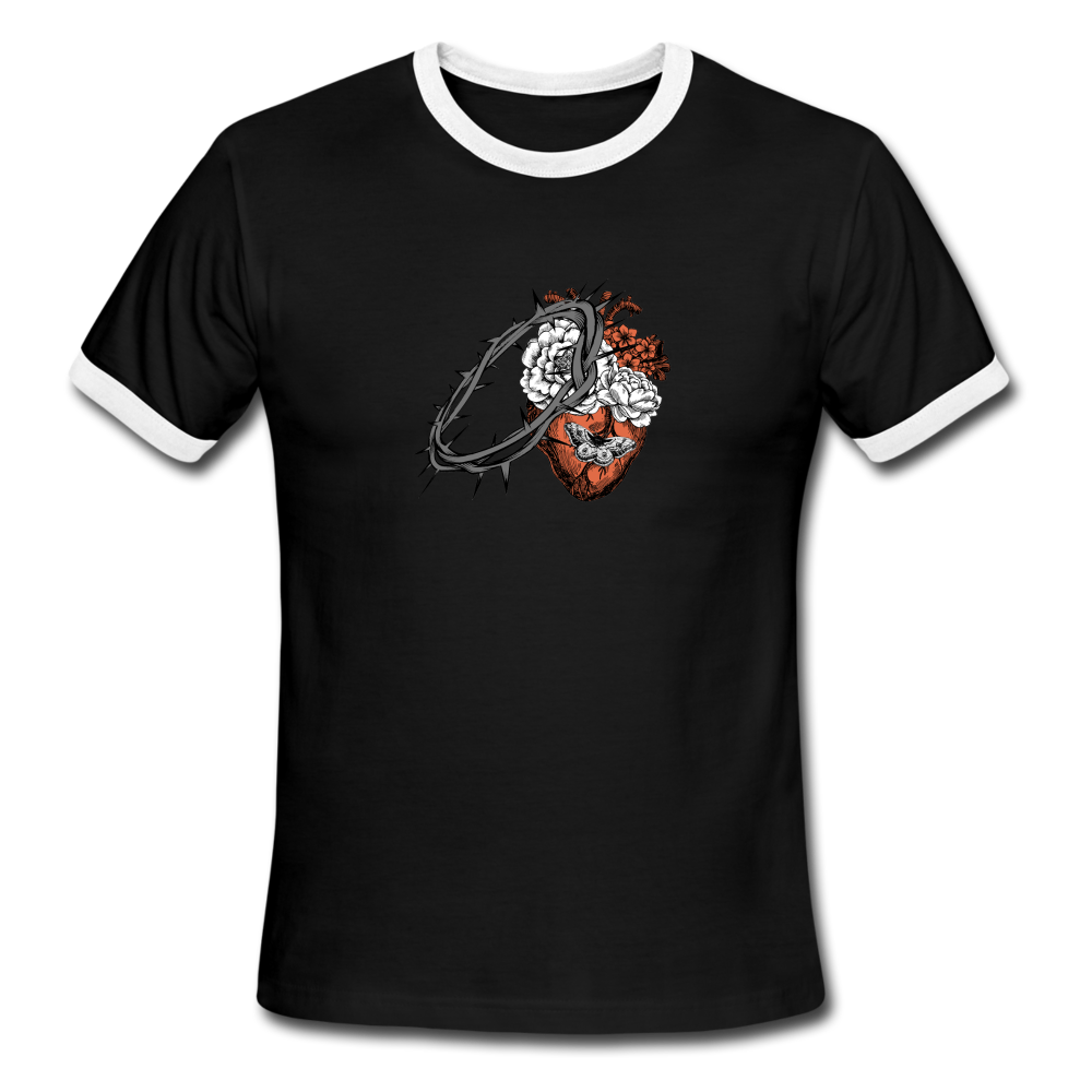 Heart for the Savior - Men's Ringer T-Shirt - black/white