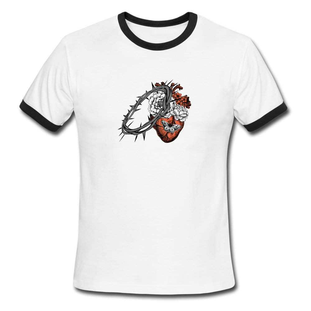 Heart for the Savior - Men's Ringer T-Shirt - white/black