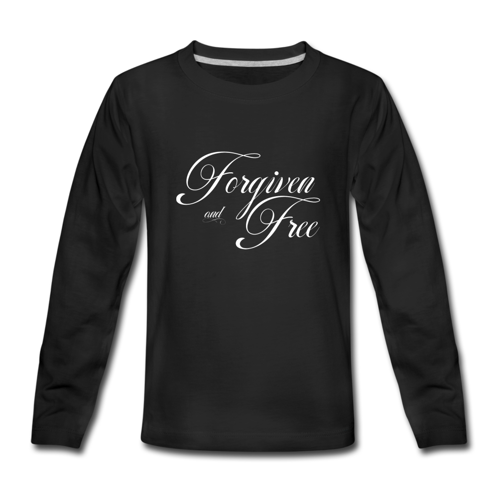 Forgiven & Free - Kids' Premium Long Sleeve T-Shirt - black