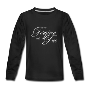 Forgiven & Free - Kids' Premium Long Sleeve T-Shirt - black