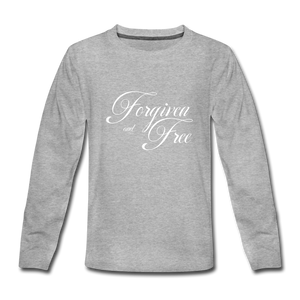 Forgiven & Free - Kids' Premium Long Sleeve T-Shirt - heather gray