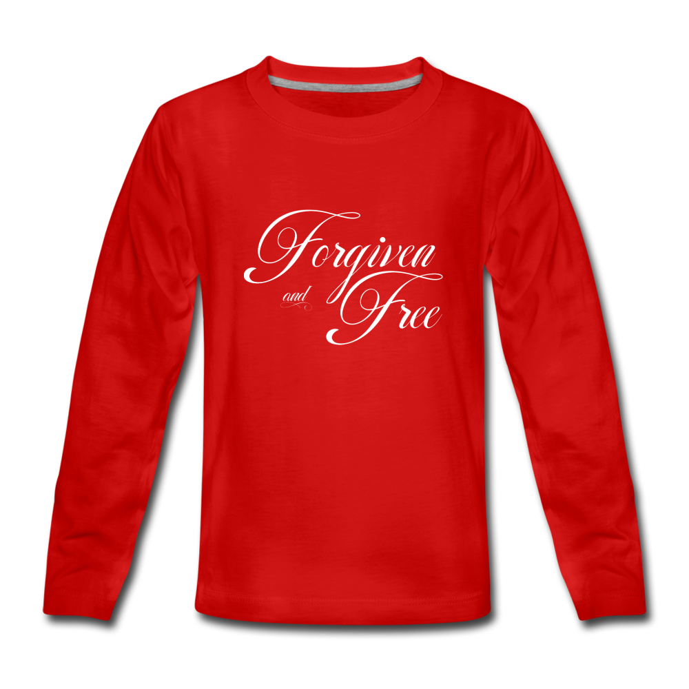 Forgiven & Free - Kids' Premium Long Sleeve T-Shirt - red