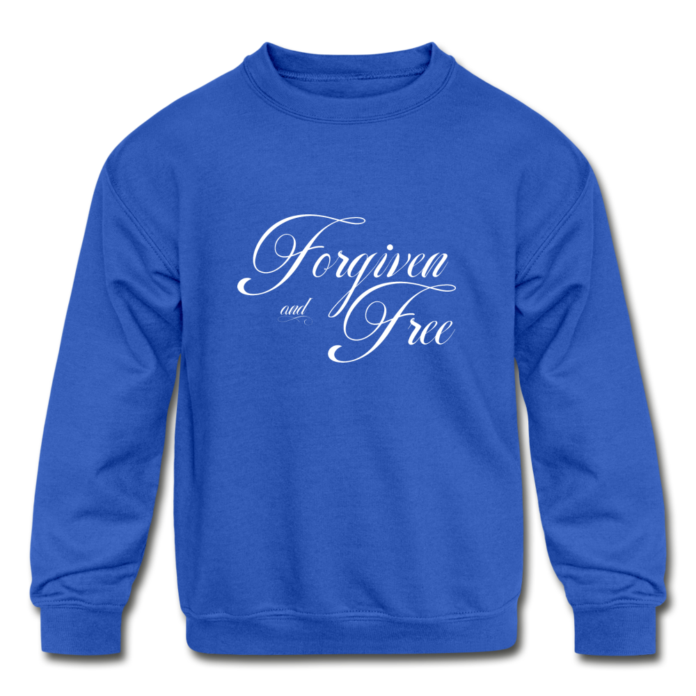 Forgiven & Free - Kids' Crewneck Sweatshirt - royal blue