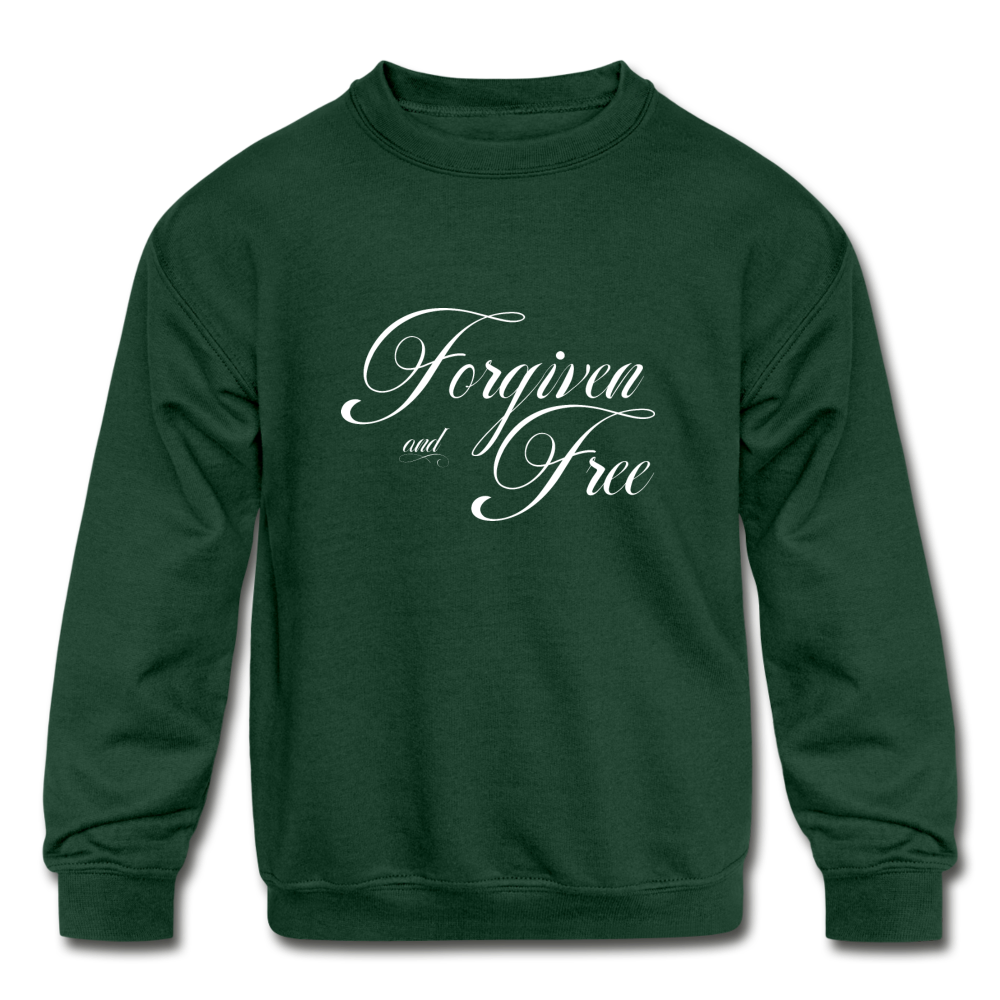 Forgiven & Free - Kids' Crewneck Sweatshirt - forest green