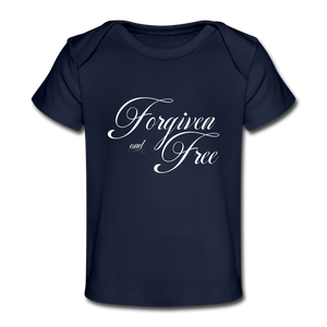 Forgiven & Free - Organic Baby T-Shirt - dark navy