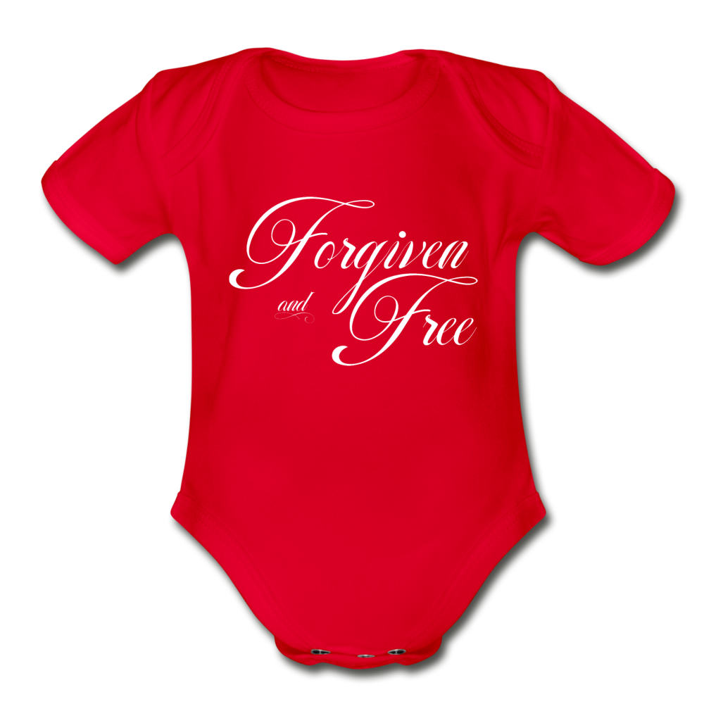 Forgiven & Free - Organic Short Sleeve Baby Bodysuit - red