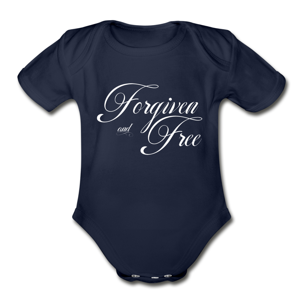 Forgiven & Free - Organic Short Sleeve Baby Bodysuit - dark navy