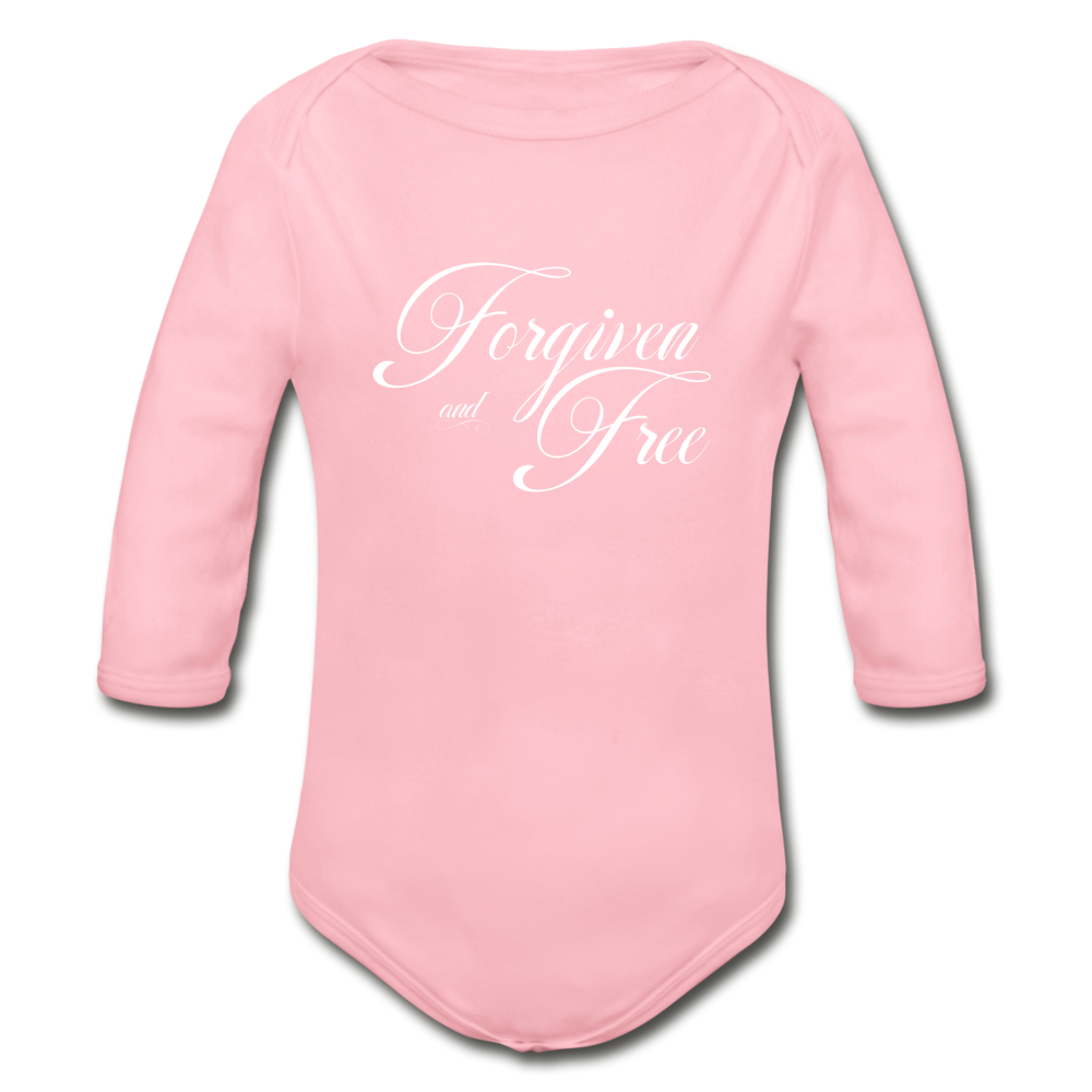 Forgiven & Free - Organic Long Sleeve Baby Bodysuit - light pink