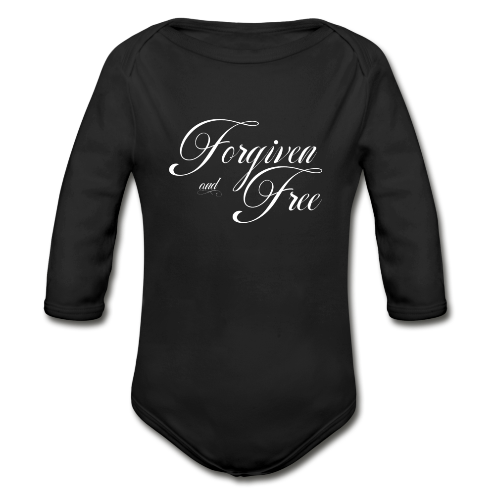 Forgiven & Free - Organic Long Sleeve Baby Bodysuit - black
