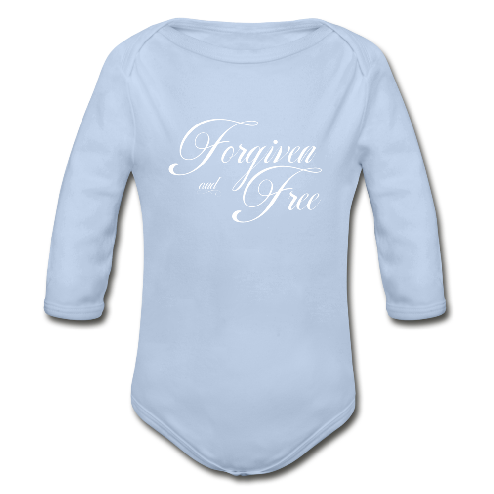 Forgiven & Free - Organic Long Sleeve Baby Bodysuit - sky