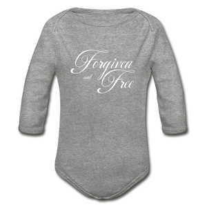 Forgiven & Free - Organic Long Sleeve Baby Bodysuit - heather gray