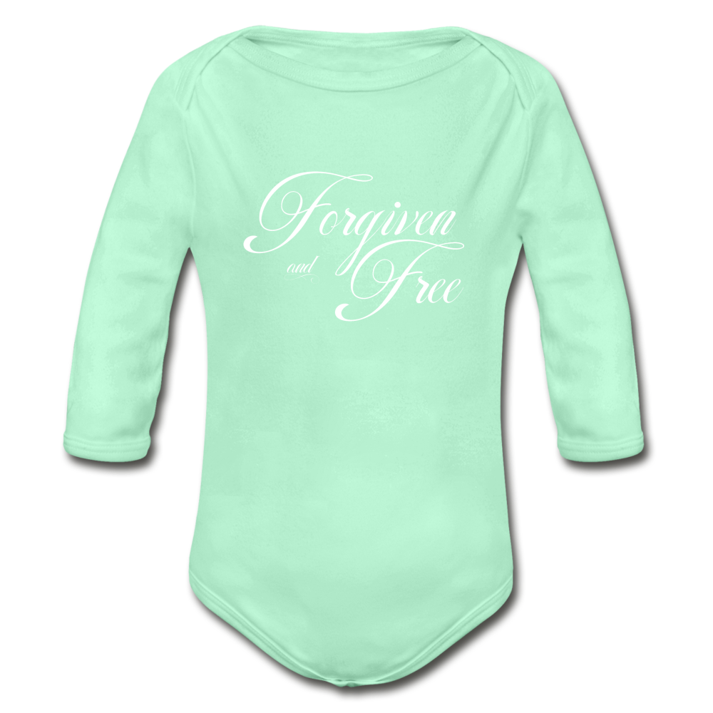 Forgiven & Free - Organic Long Sleeve Baby Bodysuit - light mint