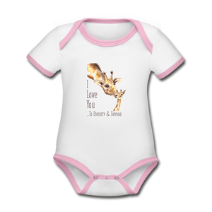 Eternity & Beyond - Organic Contrast Short Sleeve Baby Bodysuit - white/pink