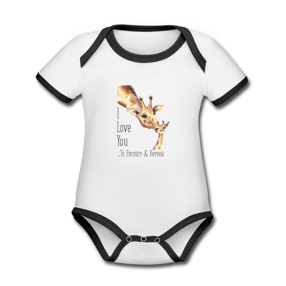 Eternity & Beyond - Organic Contrast Short Sleeve Baby Bodysuit - white/black