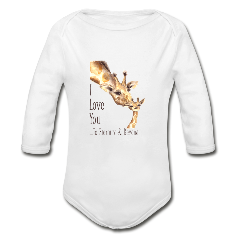 Eternity & Beyond - Organic Long Sleeve Baby Bodysuit - white