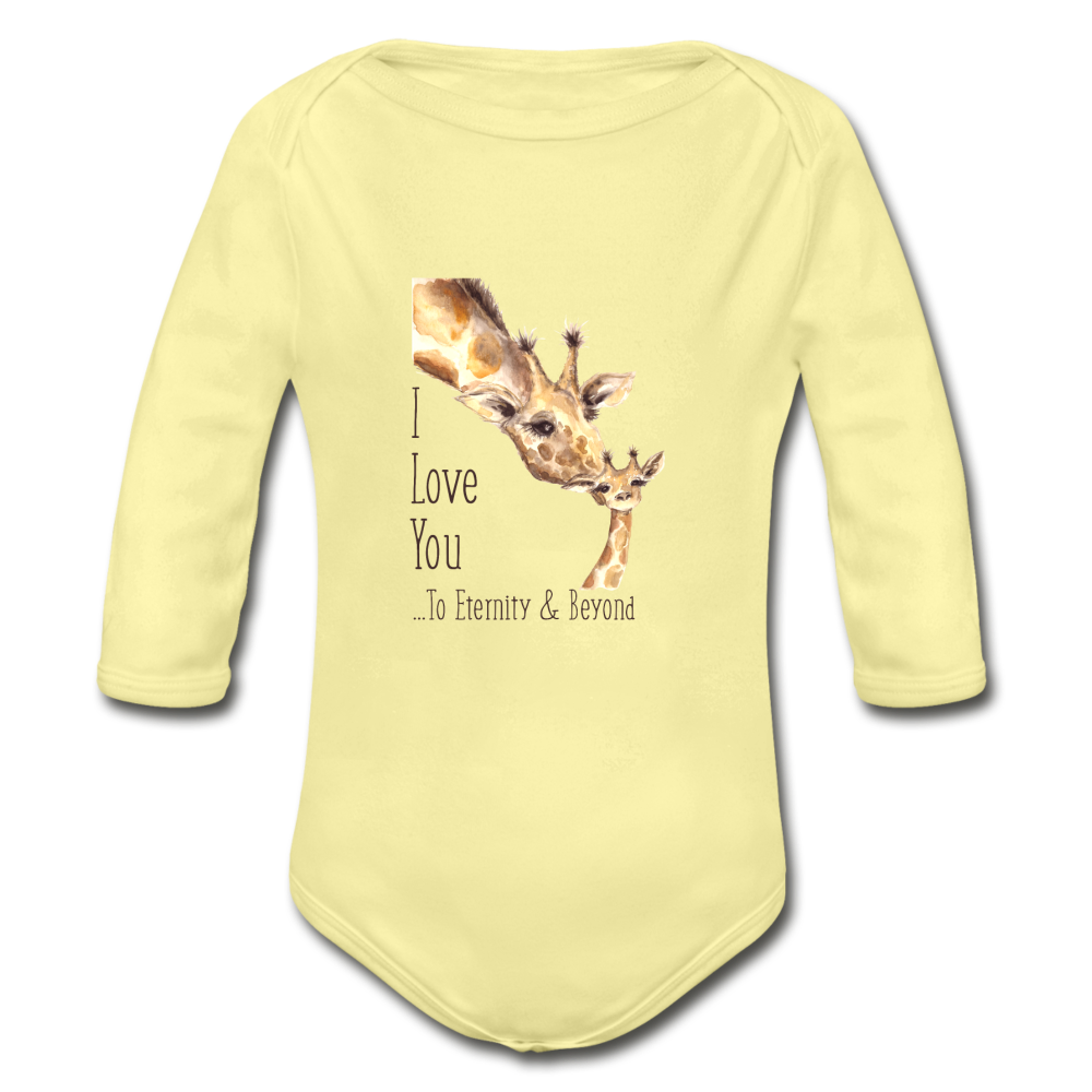Eternity & Beyond - Organic Long Sleeve Baby Bodysuit - washed yellow