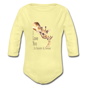 Eternity & Beyond - Organic Long Sleeve Baby Bodysuit - washed yellow