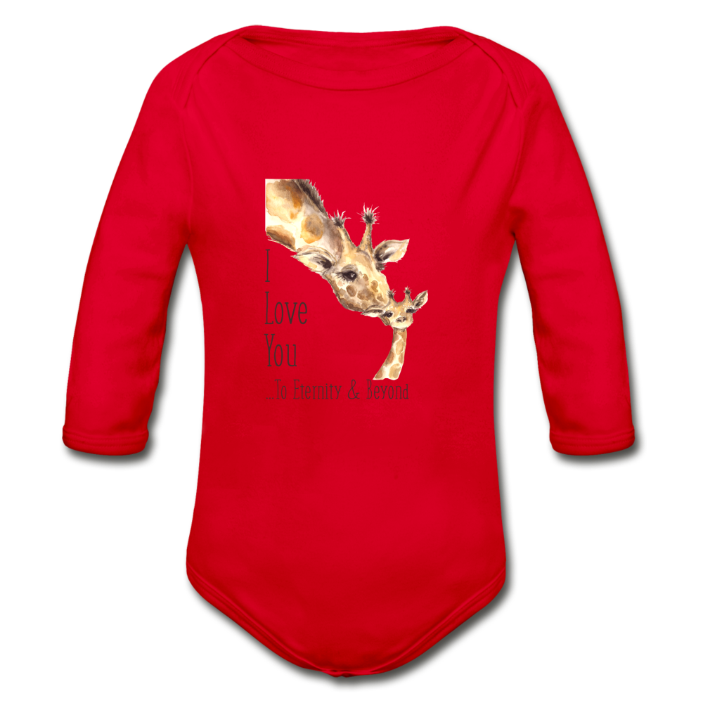 Eternity & Beyond - Organic Long Sleeve Baby Bodysuit - red