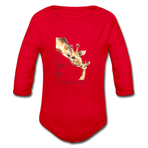 Eternity & Beyond - Organic Long Sleeve Baby Bodysuit - red