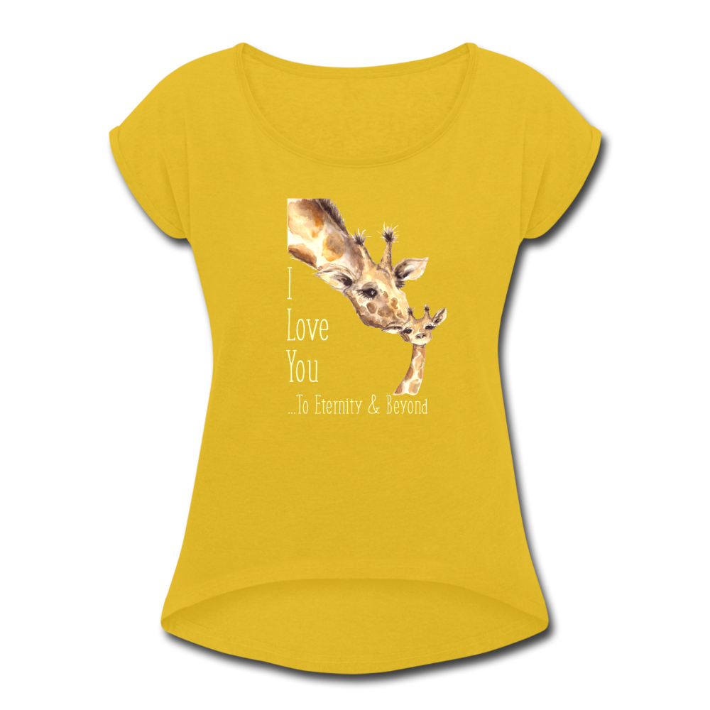 Eternity & Beyond - Women's Roll Cuff T-Shirt - mustard yellow