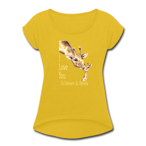 Eternity & Beyond - Women's Roll Cuff T-Shirt - mustard yellow