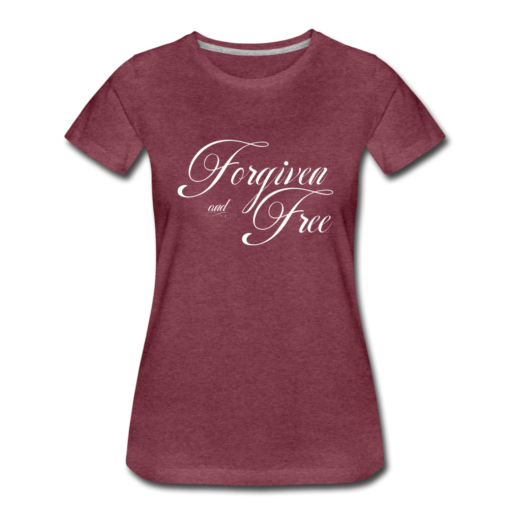 Forgiven & Free - Women’s Premium T-Shirt - heather burgundy