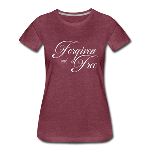 Forgiven & Free - Women’s Premium T-Shirt - heather burgundy