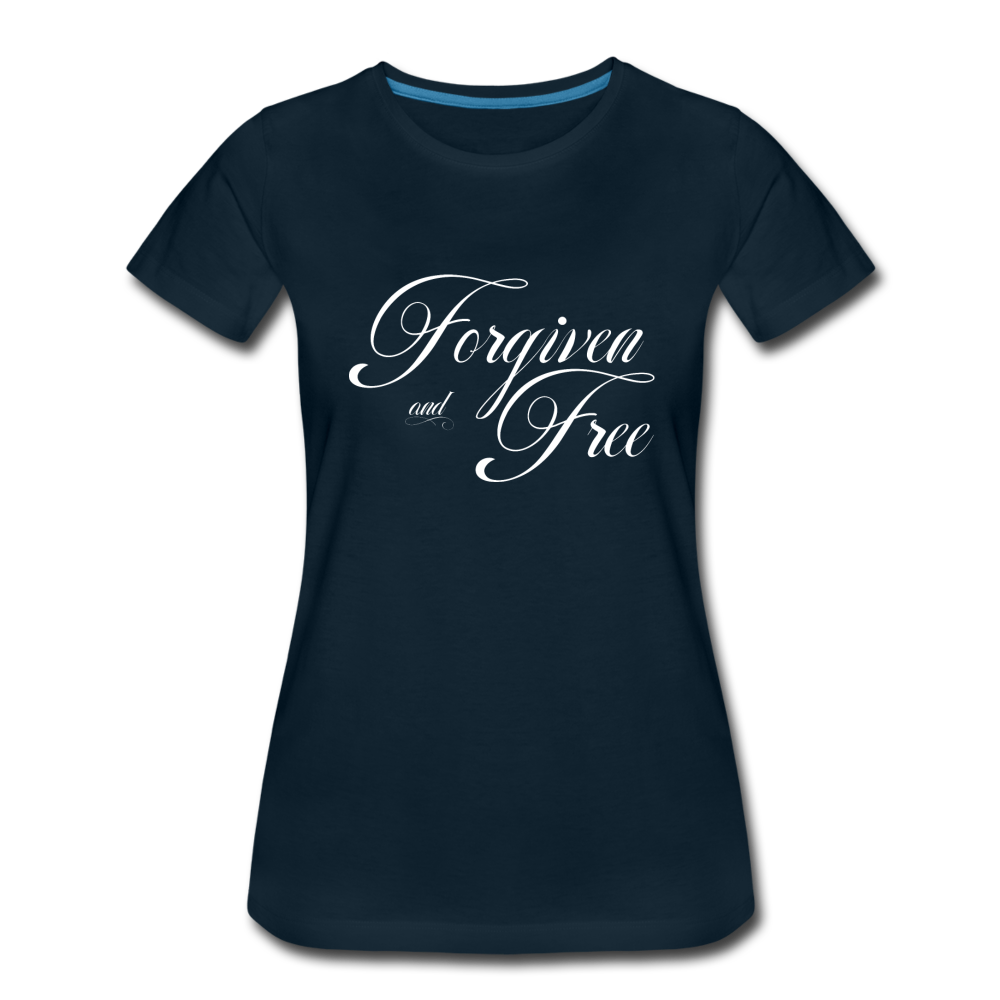 Forgiven & Free - Women’s Premium T-Shirt - deep navy