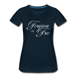Forgiven & Free - Women’s Premium T-Shirt - deep navy