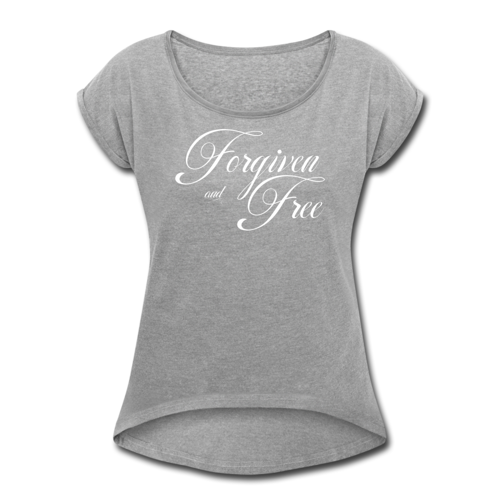 Forgiven & Free - Women's Roll Cuff T-Shirt - heather gray