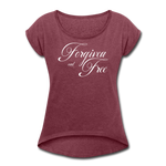 Forgiven & Free - Women's Roll Cuff T-Shirt - heather burgundy