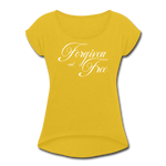 Forgiven & Free - Women's Roll Cuff T-Shirt - mustard yellow