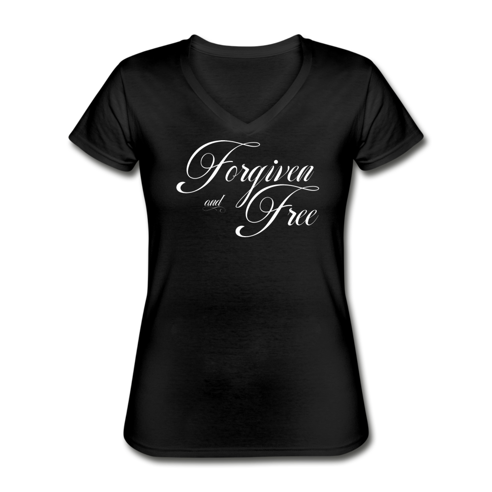 Forgiven & Free - Women's V-Neck T-Shirt - black