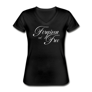Forgiven & Free - Women's V-Neck T-Shirt - black