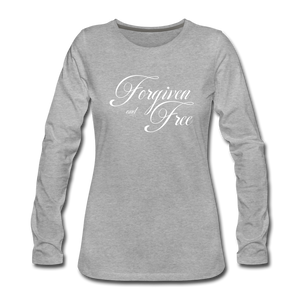 Forgiven & Free - Women's Premium Long Sleeve T-Shirt - heather gray