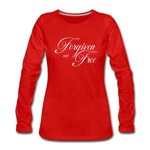 Forgiven & Free - Women's Premium Long Sleeve T-Shirt - red