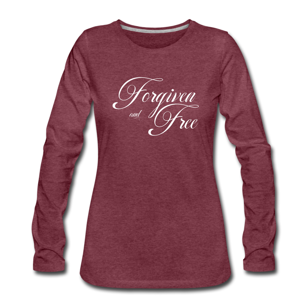 Forgiven & Free - Women's Premium Long Sleeve T-Shirt - heather burgundy