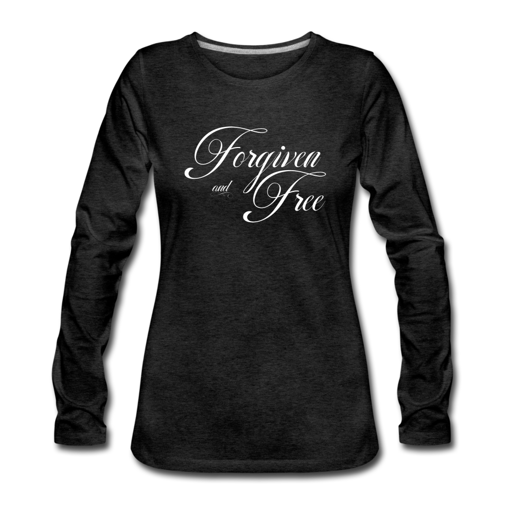 Forgiven & Free - Women's Premium Long Sleeve T-Shirt - charcoal gray