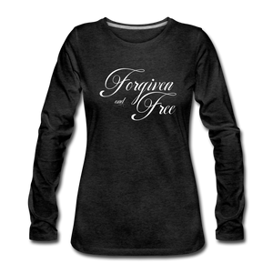 Forgiven & Free - Women's Premium Long Sleeve T-Shirt - charcoal gray