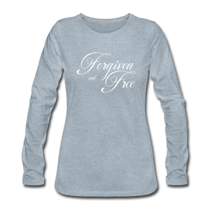 Forgiven & Free - Women's Premium Long Sleeve T-Shirt - heather ice blue