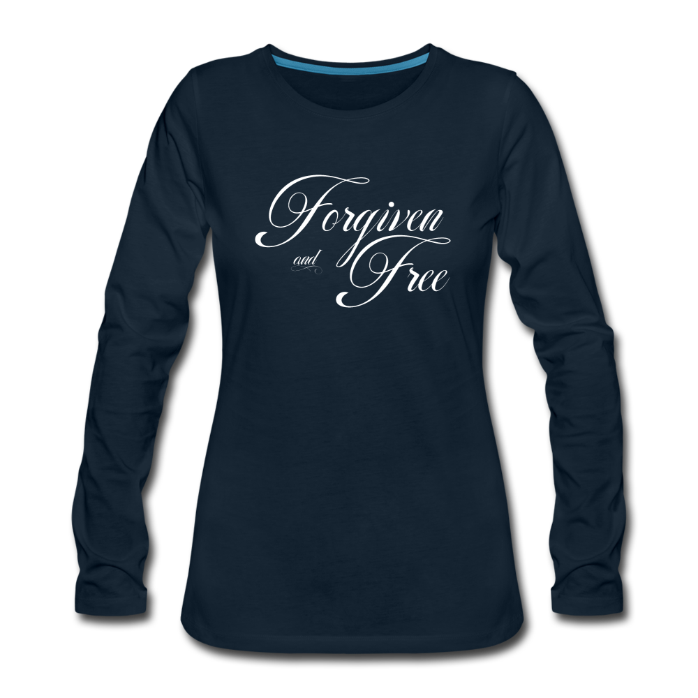 Forgiven & Free - Women's Premium Long Sleeve T-Shirt - deep navy
