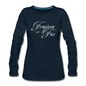 Forgiven & Free - Women's Premium Long Sleeve T-Shirt - deep navy