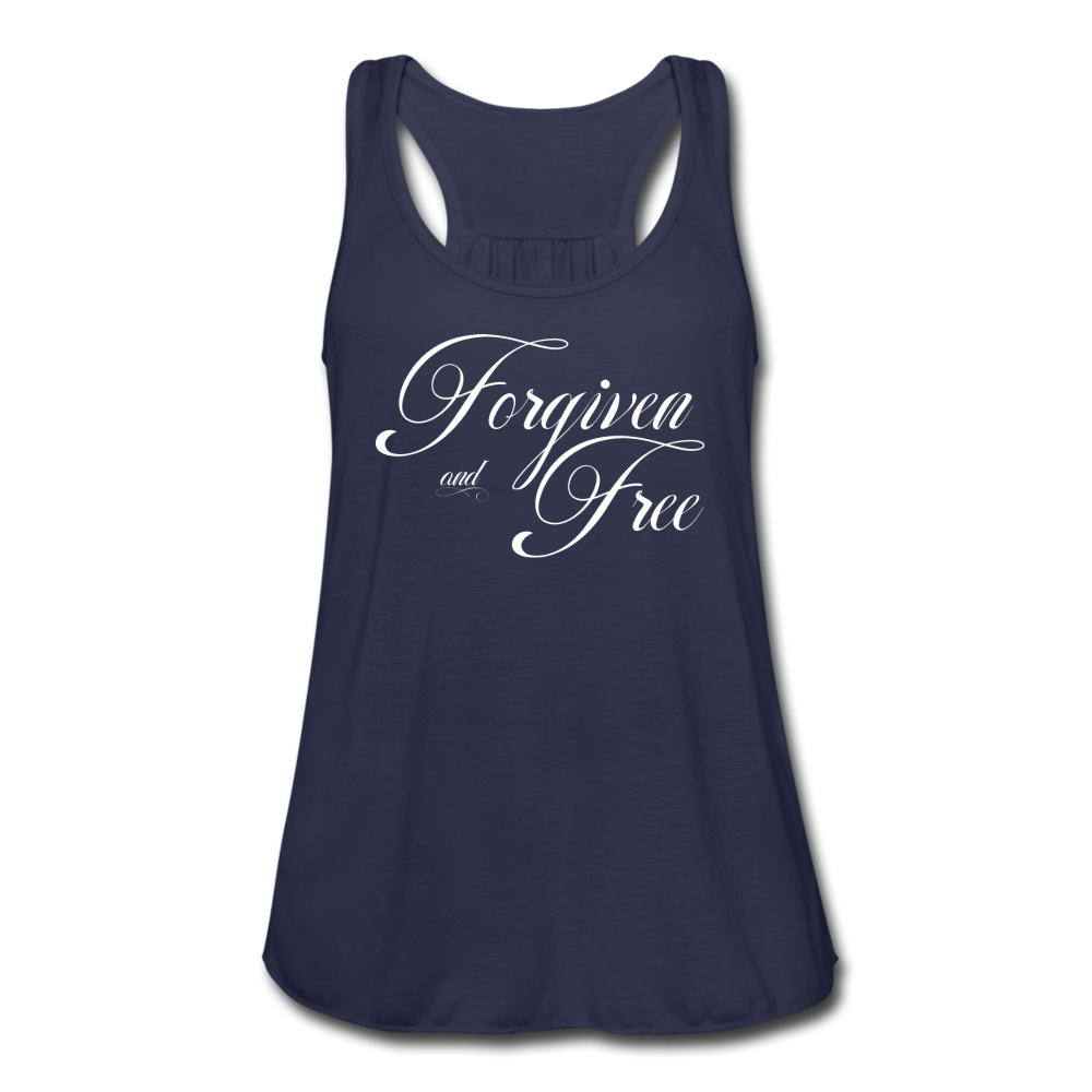 Forgiven & Free - Women's Flowy Tank Top - navy