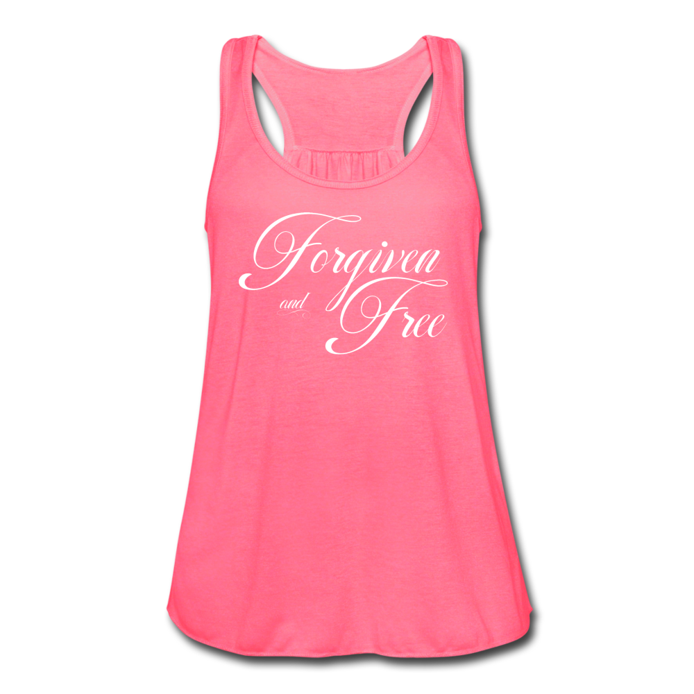 Forgiven & Free - Women's Flowy Tank Top - neon pink