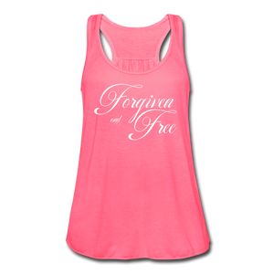 Forgiven & Free - Women's Flowy Tank Top - neon pink
