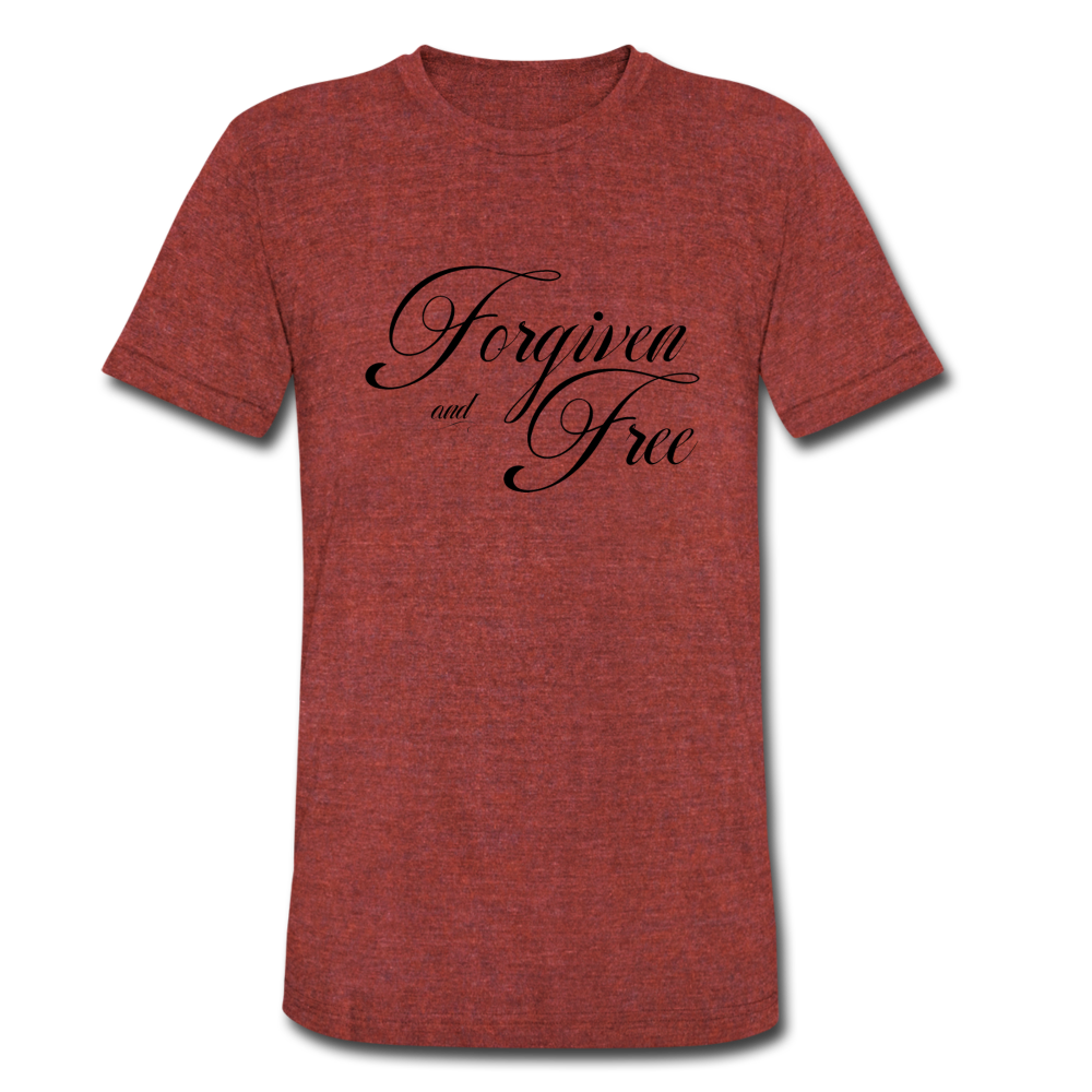 Forgiven & Free - Unisex Tri-Blend T-Shirt - heather cranberry