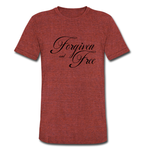 Forgiven & Free - Unisex Tri-Blend T-Shirt - heather cranberry