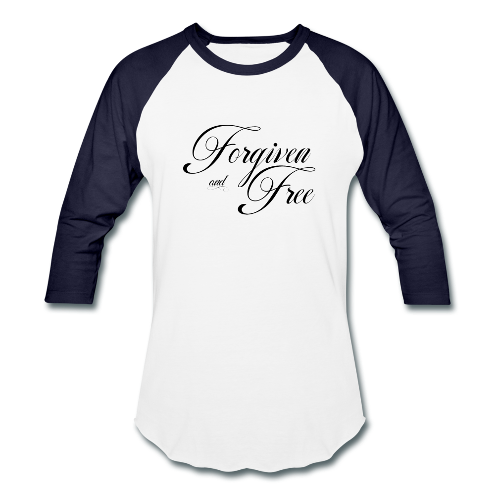 Forgiven & Free - Baseball T-Shirt - white/navy