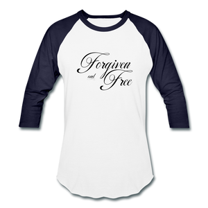 Forgiven & Free - Baseball T-Shirt - white/navy