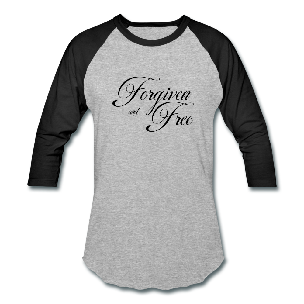 Forgiven & Free - Baseball T-Shirt - heather gray/black